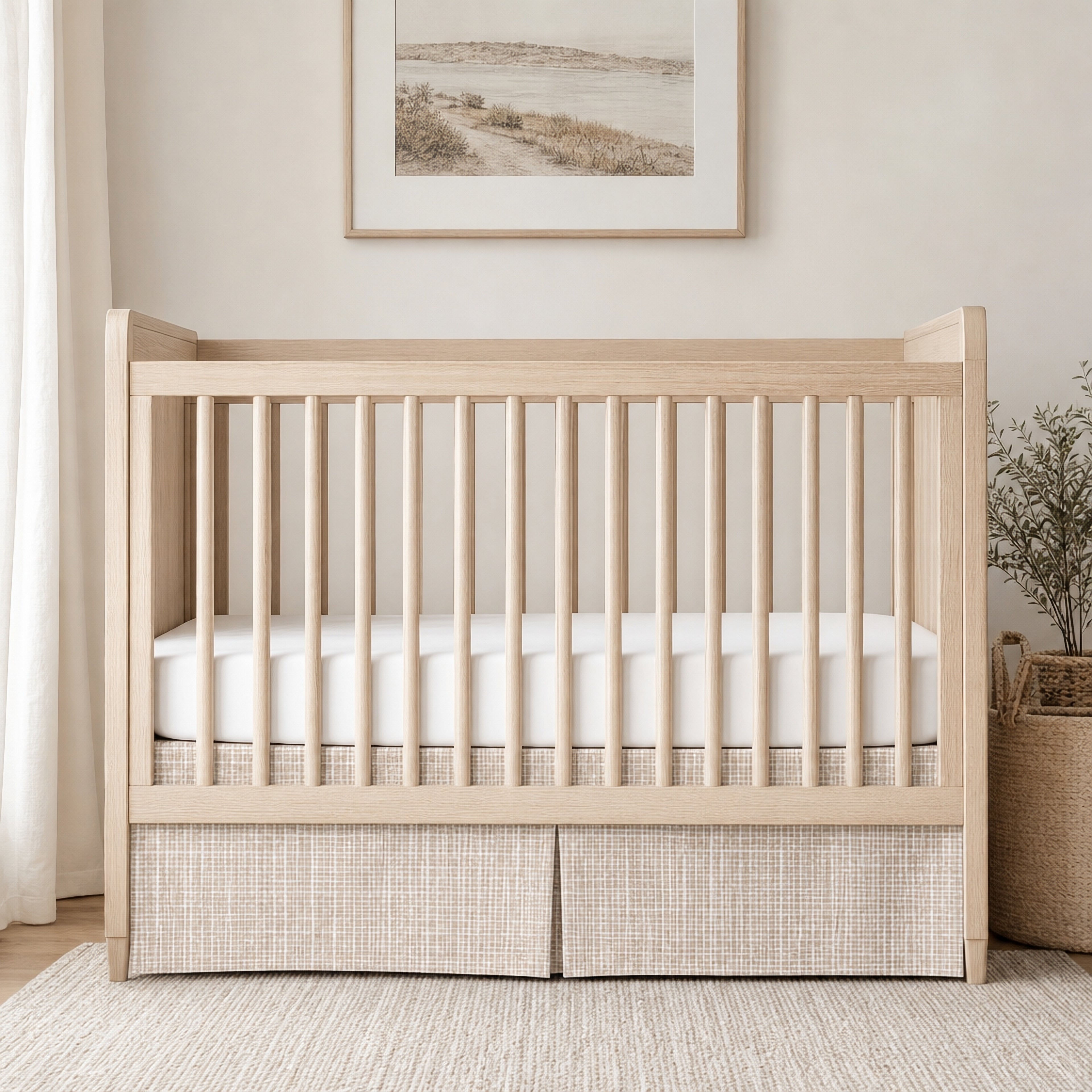 Custom Nursery Set – Crib Skirt, Rail Cover and Nursery Pillow.