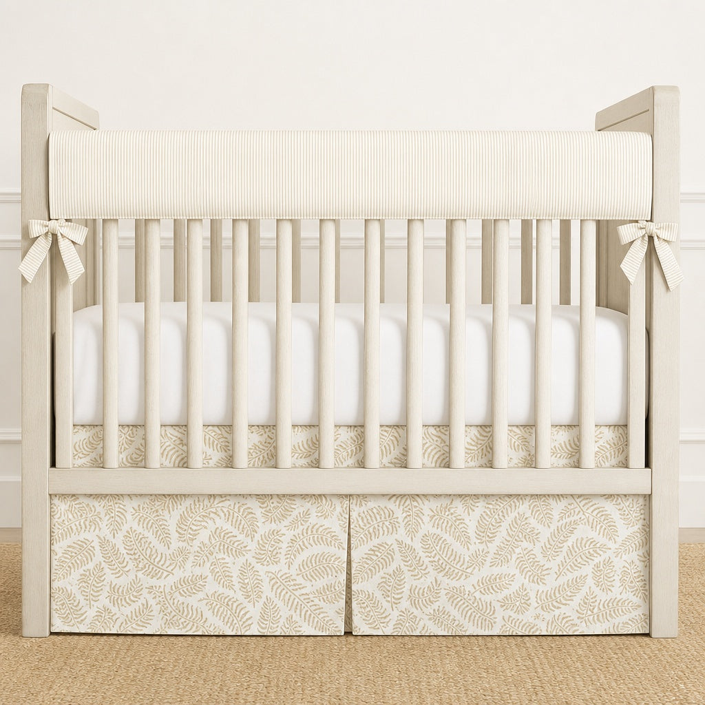 Custom Nursery Set – Crib Skirt, Rail Cover and Nursery Pillow.