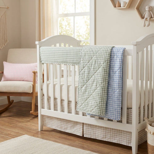 Padded Crib Rail Cover – Gingham Cotton Fabric