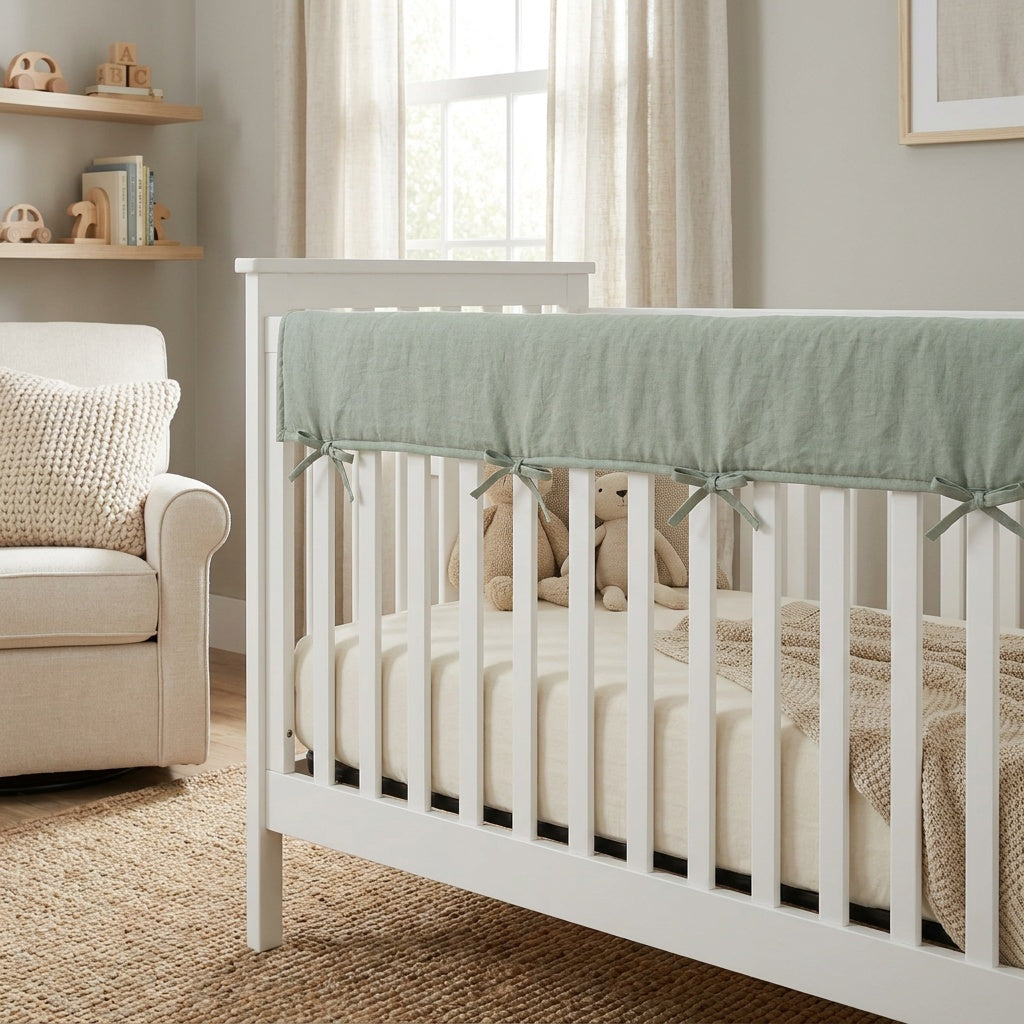 Padded Crib Rail Cover – Linen-Cotton Blend