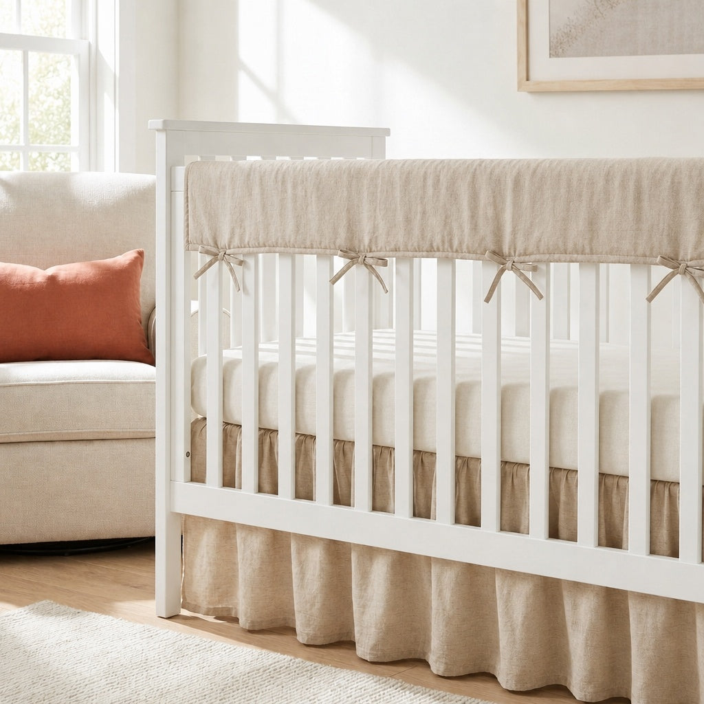 Padded Crib Rail Cover – Linen-Cotton Blend