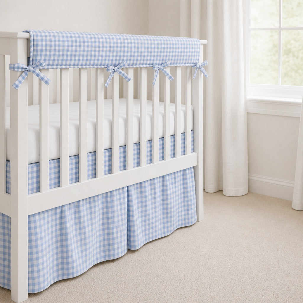 Padded Crib Rail Cover – Gingham Cotton Fabric