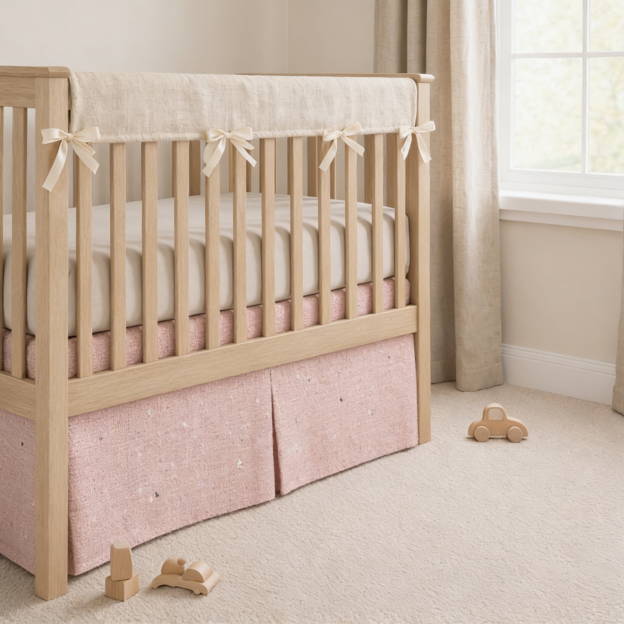 Linen Tailored Crib Skirt. Crib Skirt for boys and girls.