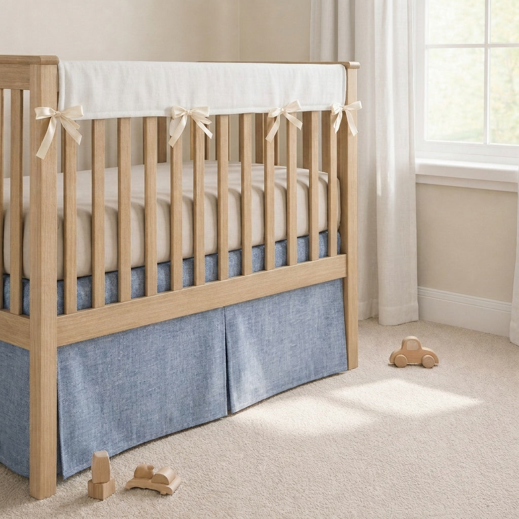 Linen Tailored Crib Skirt. Crib Skirt for boys and girls.