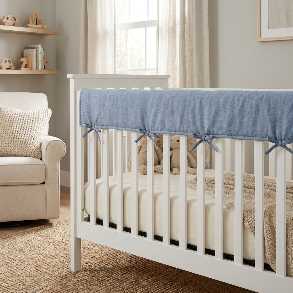 Padded Crib Rail Cover – Linen-Cotton Blend
