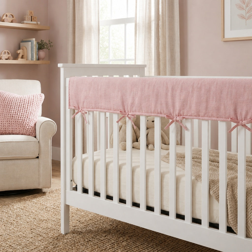 Padded Crib Rail Cover – Linen-Cotton Blend