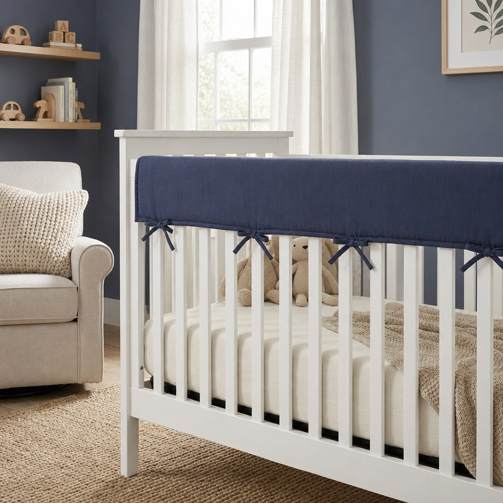 Padded Crib Rail Cover – Linen-Cotton Blend